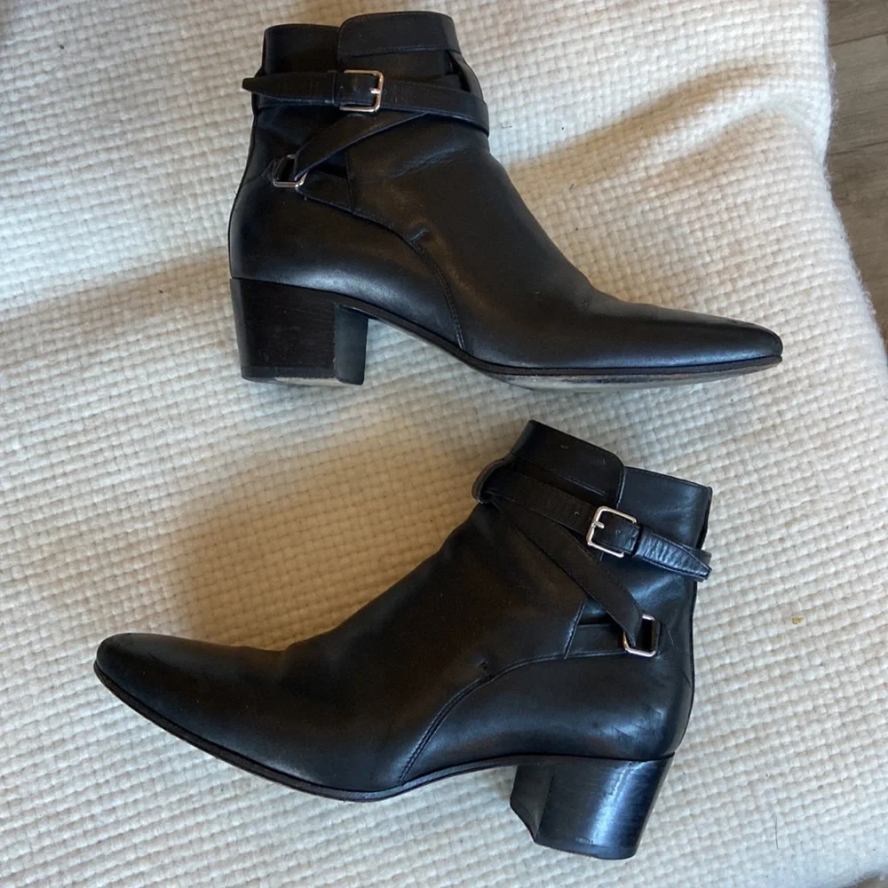 Saint Laurent black leather ankle booties size 40 - Picture 2 of 6